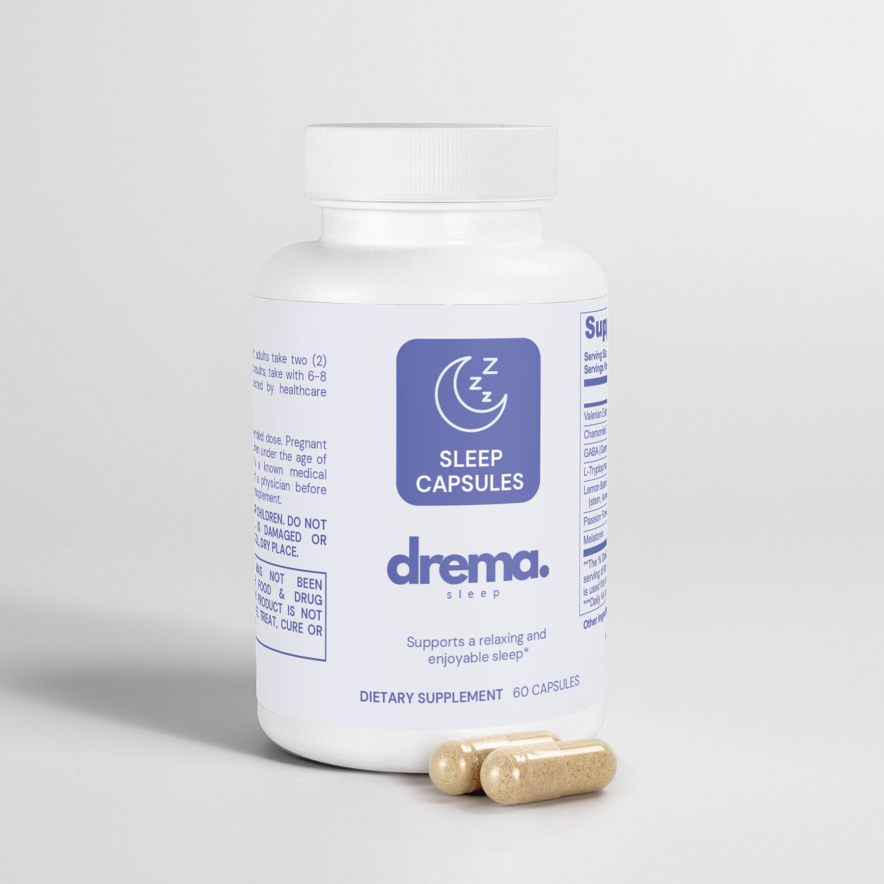 Sleep Capsules with Valerian, Chamomile & GABA for Restful Sleep